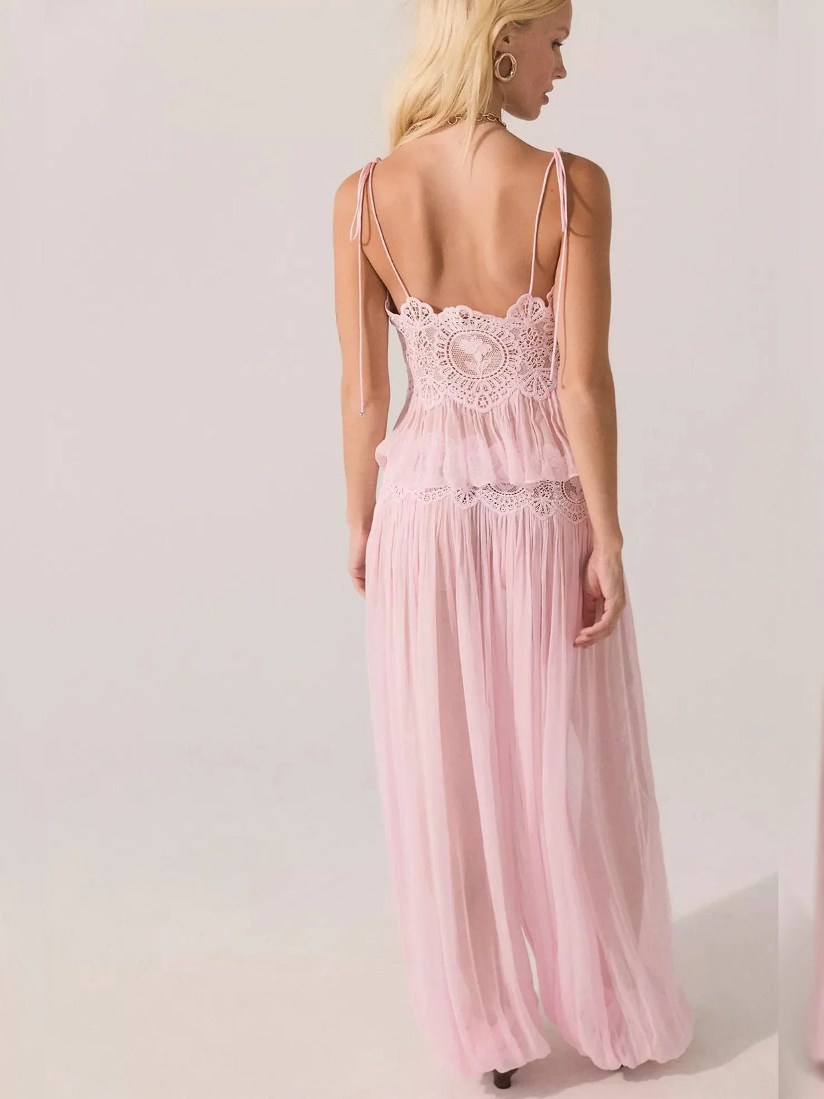 Floral Guipure Lace High Waist Balloon Pants